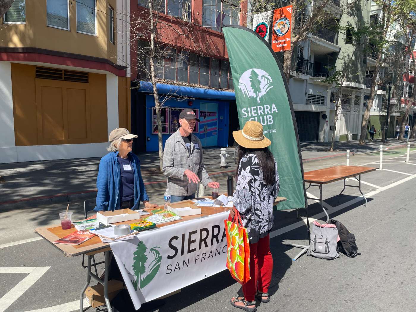 Sierra Club SF Group and Bay Alive volunteers tabling at the American Indian Cultural District anniversary on March 28, 2026